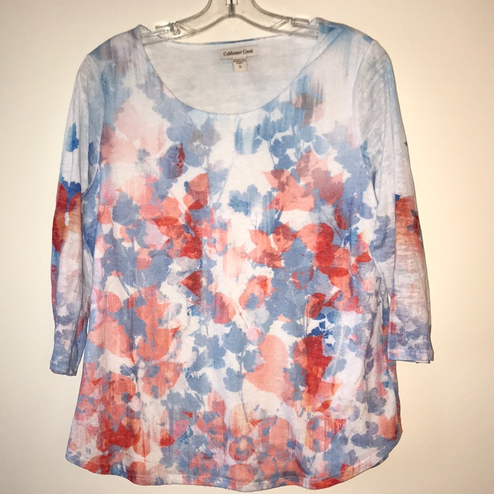 Floral watercolor shirt, sheer, bodice is lined